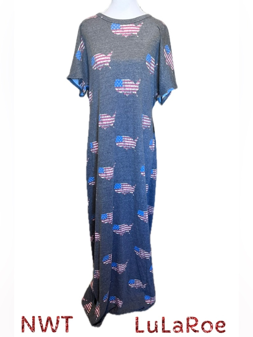 NWT 🇺🇸 RARE! LulaRoe USA
Flag Maria Dress XL ❤️🤍💙 Stretch Cotton Blend